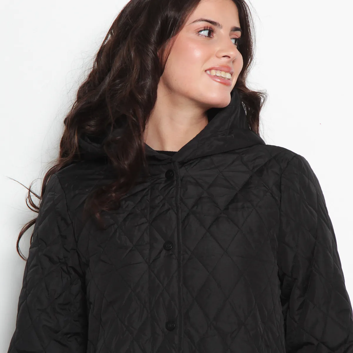 WADOS - PARKA QUILT MANGA LARGA CON CAPUCHA ABROCHADA EN DELANTERO
