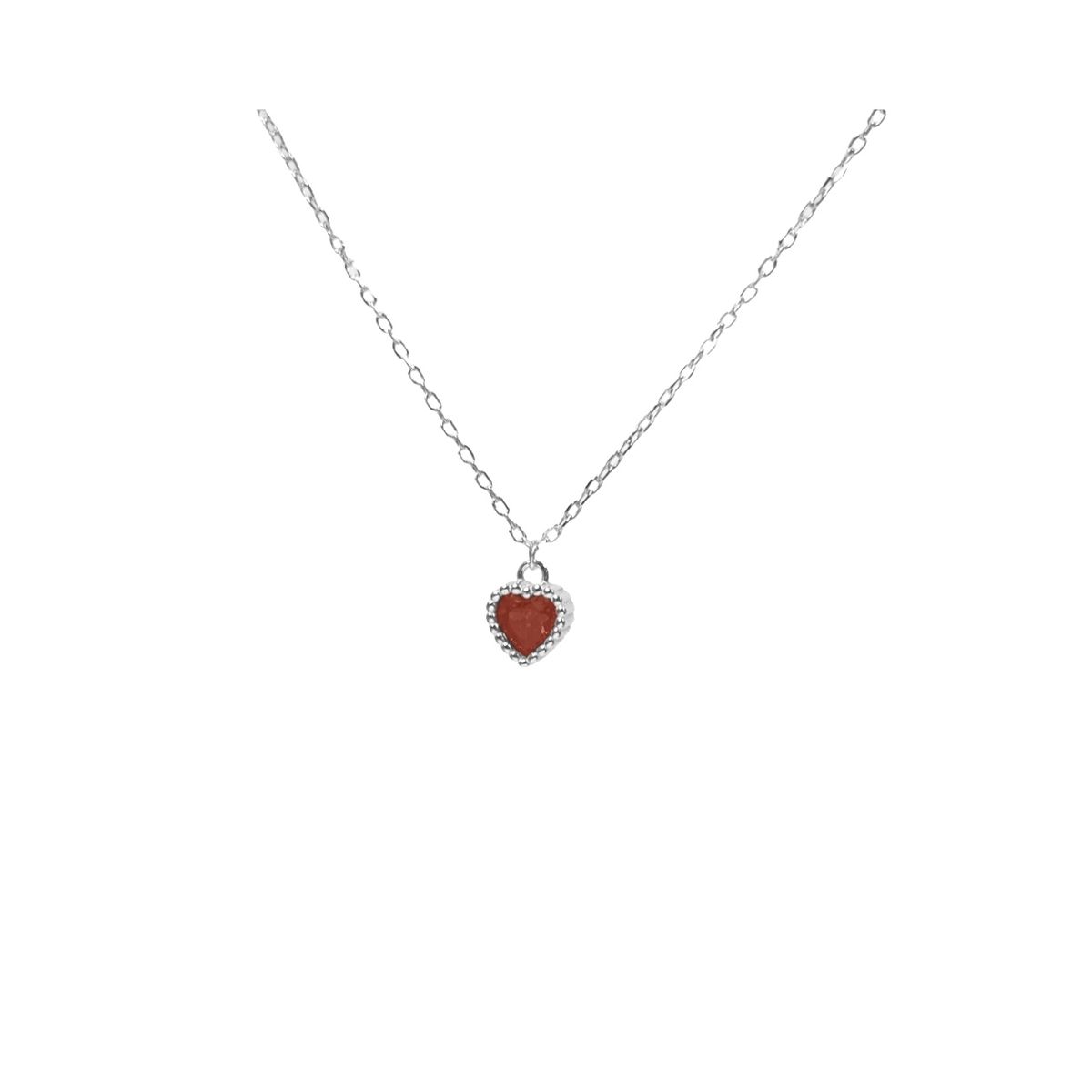 LUX JOYAS - Collar Plata 925 Corazón Granate