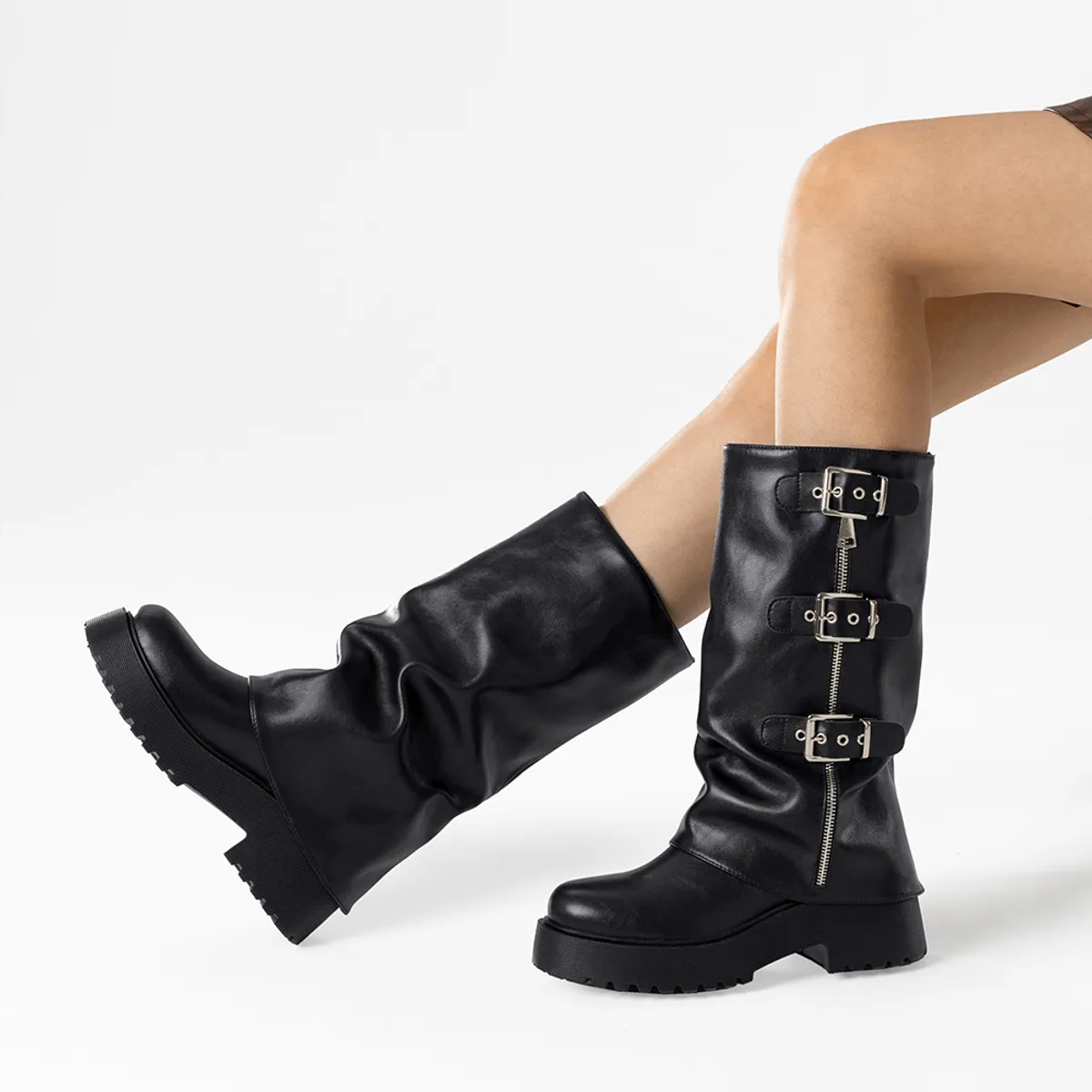 WEIDE - Botas Largas Casual Negro De Moda Mujer Weide RQ80