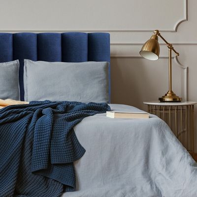 Imagen 2 del producto Respaldo Tubular al piso Felpa Azul Marino 1.5 Plazas