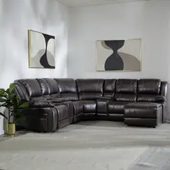 DANIELS - Sofá Seccional Living Café Moderno Derecho + 2 Consolas Royalty