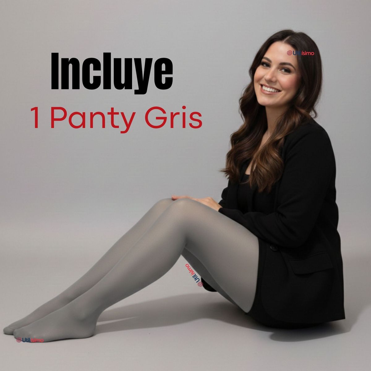 UTILISIMO - Pantys Semitransparentes Elasticadas Oficina Gris