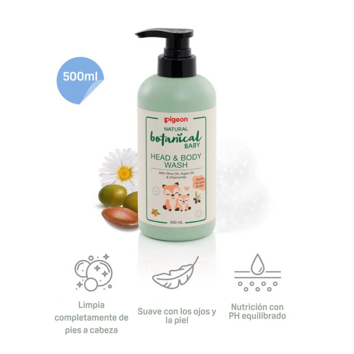PIGEON - Gel de Limpieza Pigeon Botanical Head & Body Wash 500ml con Dosificador