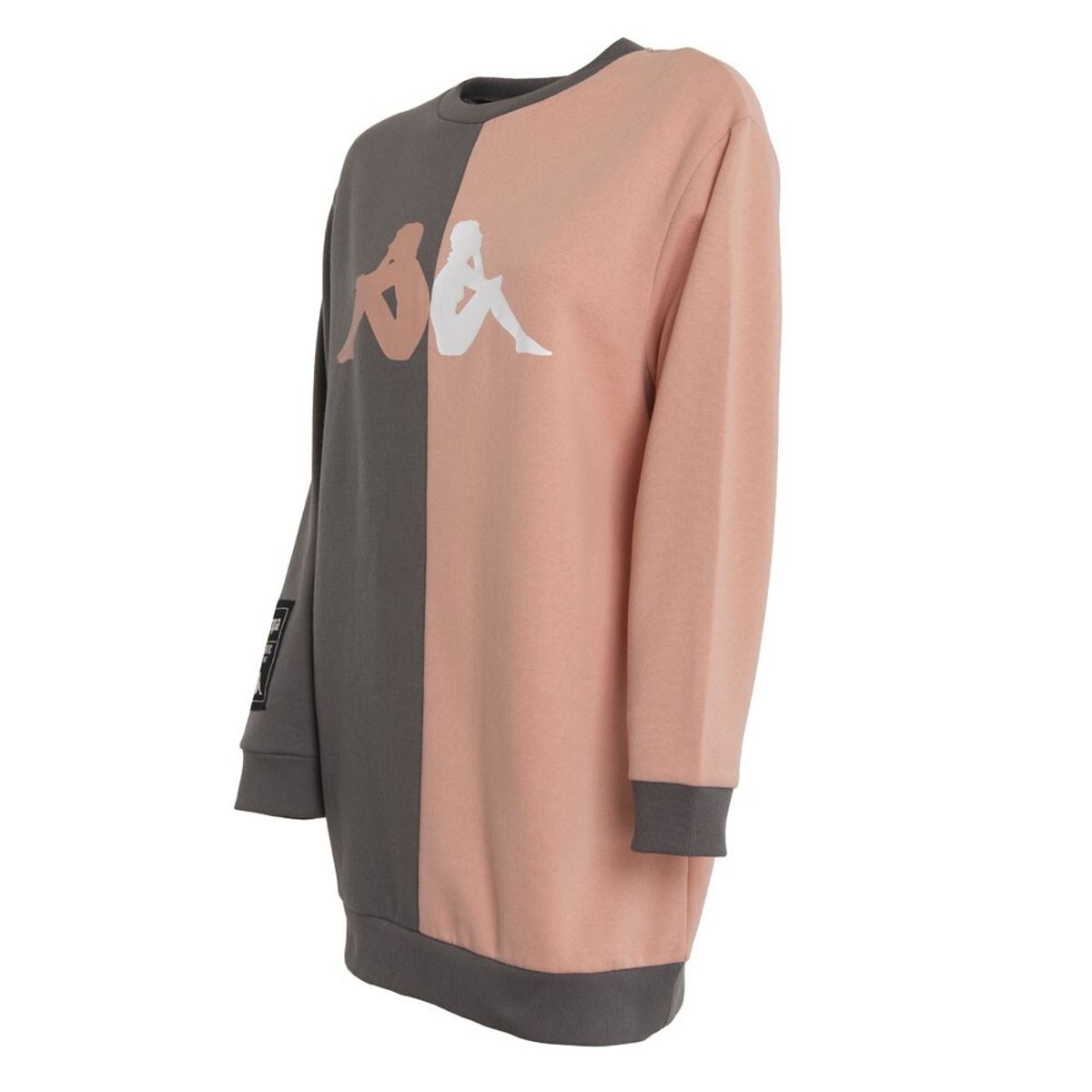KAPPA - Poleron De Mujer Kappa Oversize Split Gris Naranjo