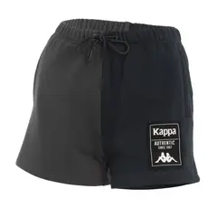 KAPPA - Short Mujer Split Negro Gris Deportivo