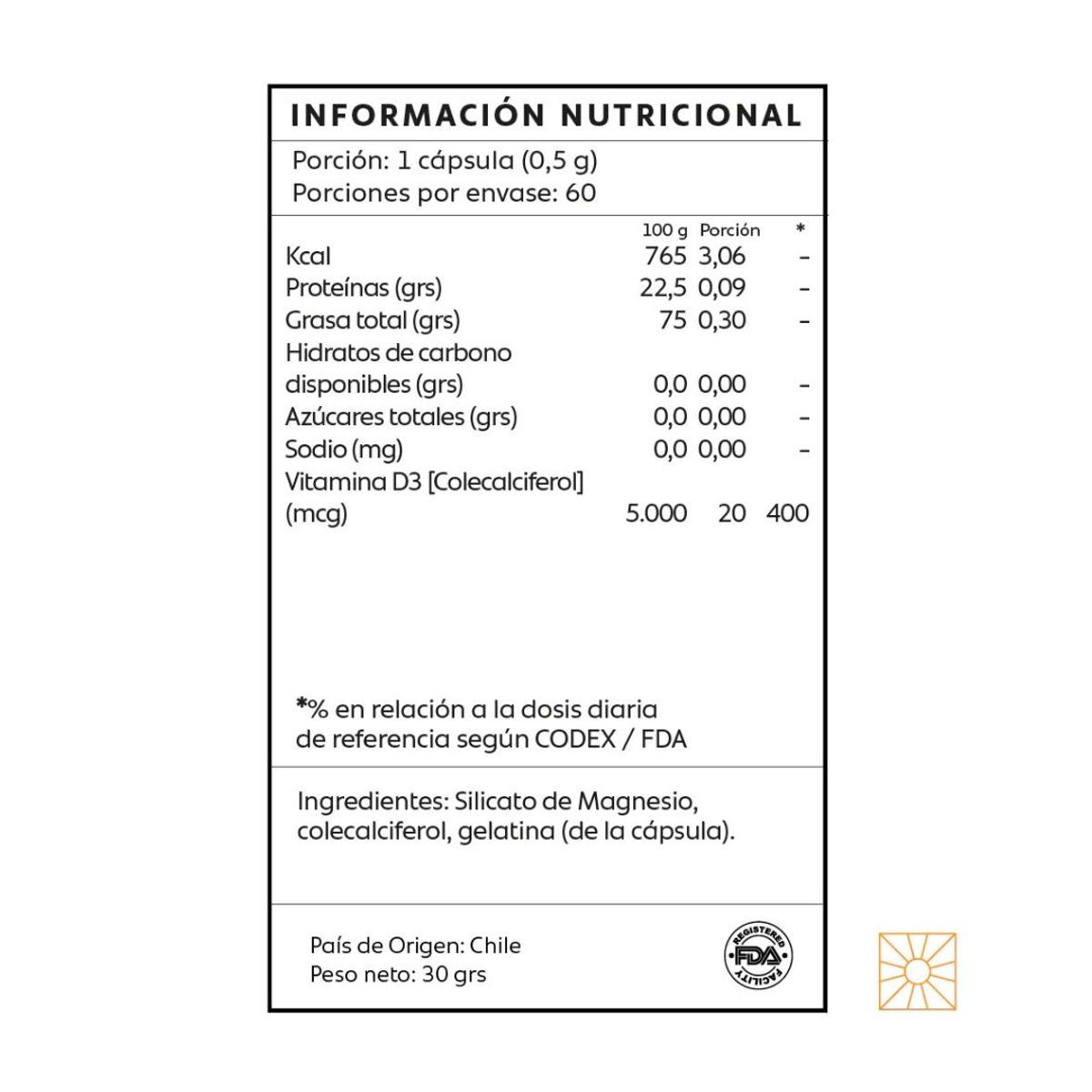 GENERICO - Vitamina D - 60 Caps  - Mind Nutrition