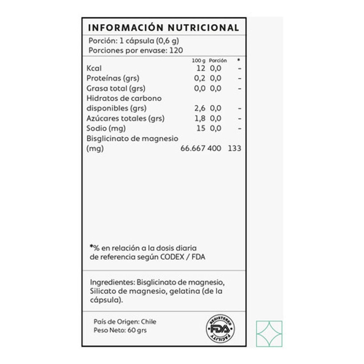 GENERICO - Bisglicinato de magnesio - 60 Caps  - Mind Nutrition