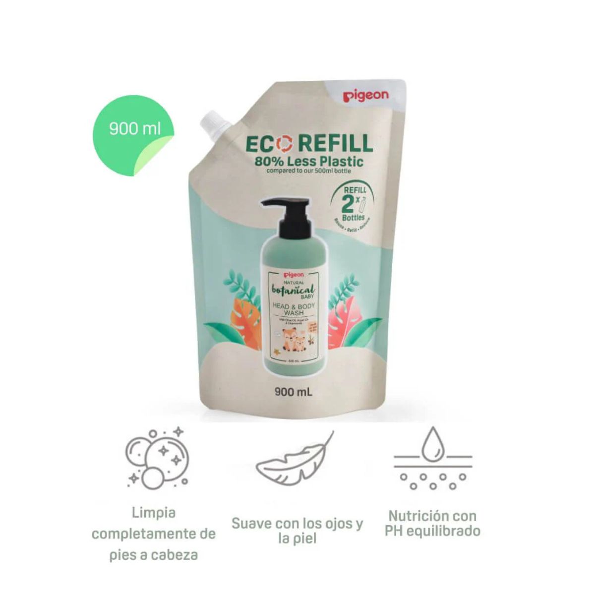 PIGEON - Gel Limpieza Pigeon Botanical Head & Body Wash 900ml Recarga