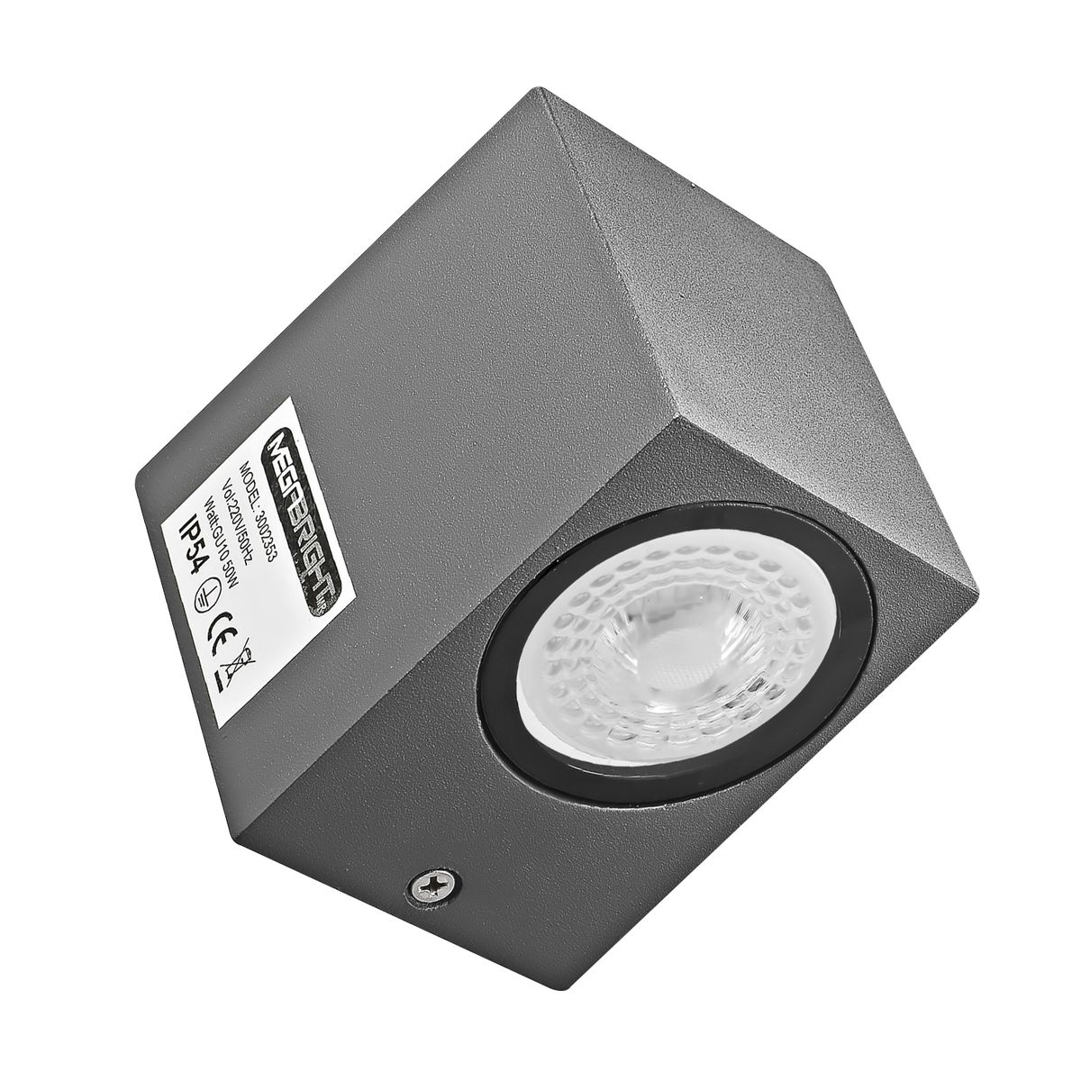 MEGABRIGHT - APLIQUE EXT. RECTANG. LUZ DIR. 1xGU-10  IP54 GRAFITO MATE