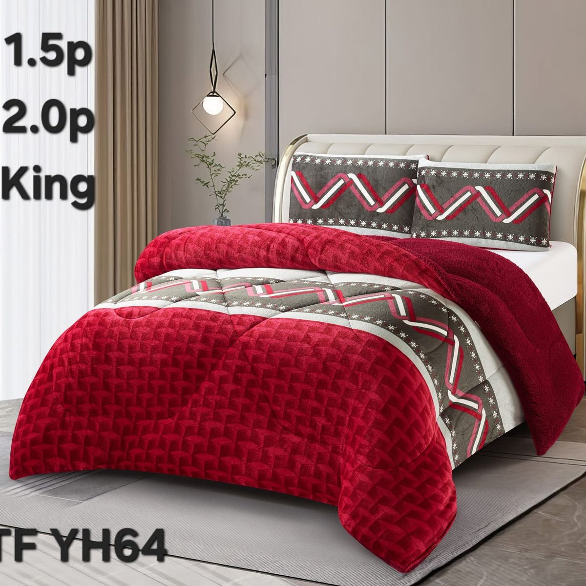 GENERICO - Cubrecama de Invierno Plush con Chiporro 2 Plazas Burdeo TFYH64