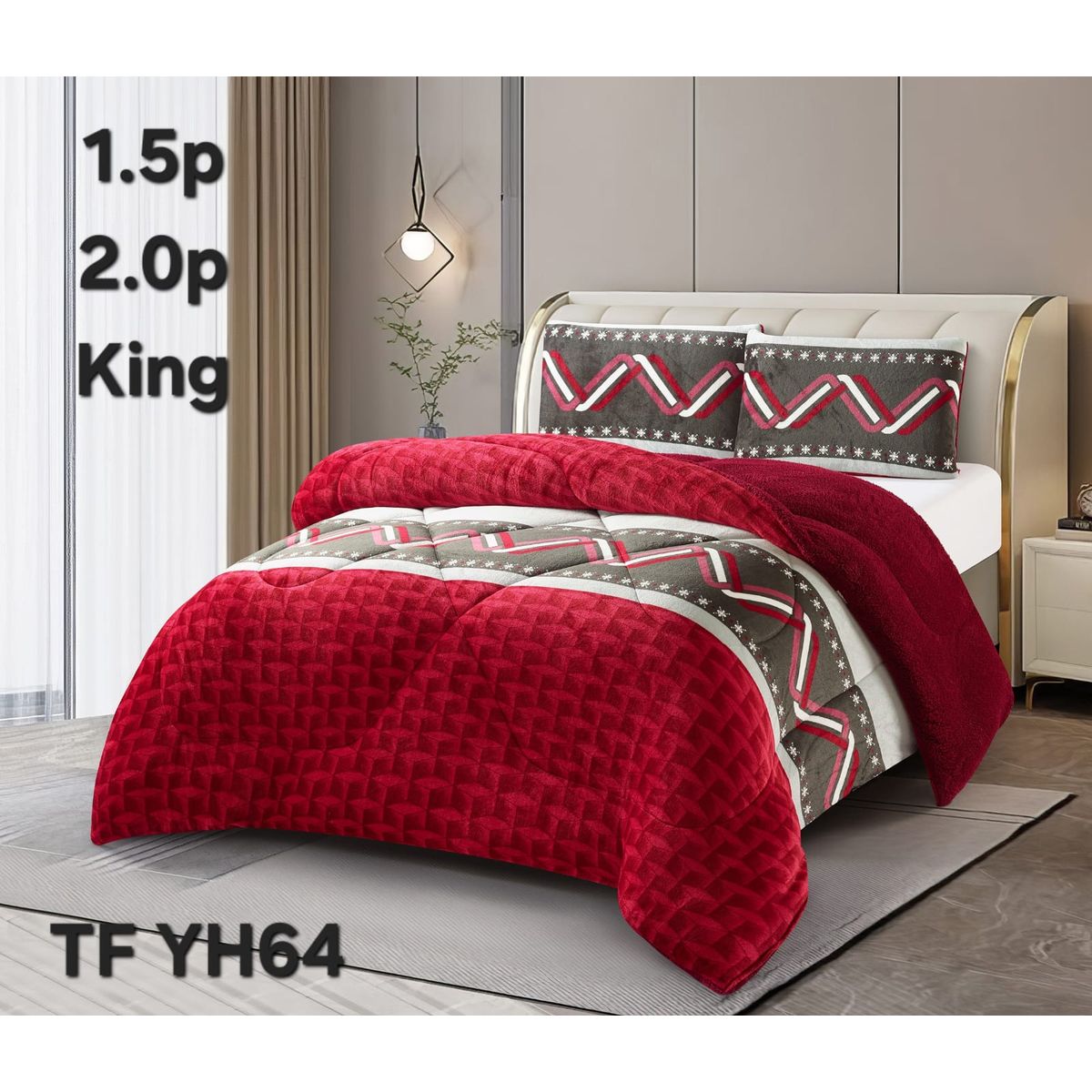 GENERICO - Cubrecama de Invierno Plush con Chiporro 2 Plazas Burdeo TFYH64