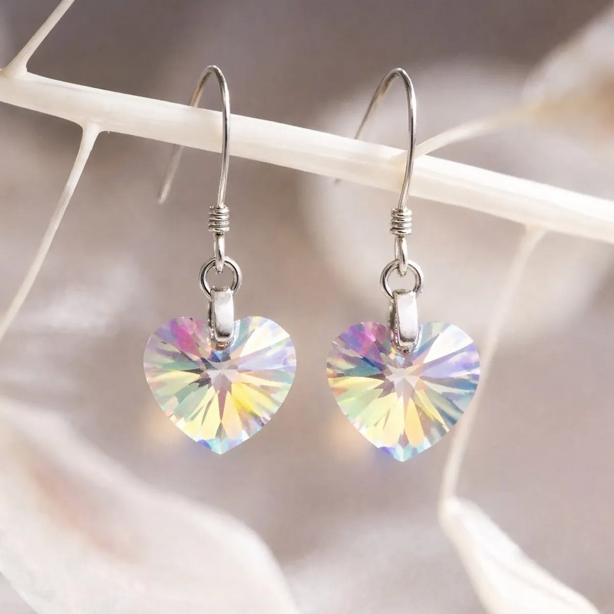 LK LUKSO - Aros Cristal Austriaco Corazón Aurora Boreal Plata Ley 925