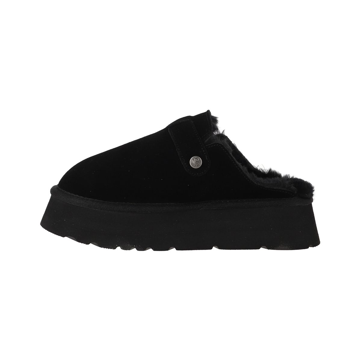 BAMERS - Zuecos Mujer Cuero Ravelo Negra Plataforma Bamers