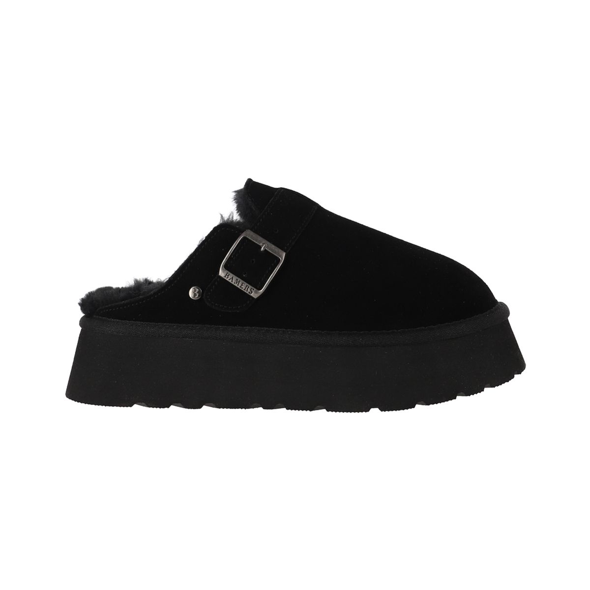 BAMERS - Zuecos Mujer Cuero Ravelo Negra Plataforma Bamers