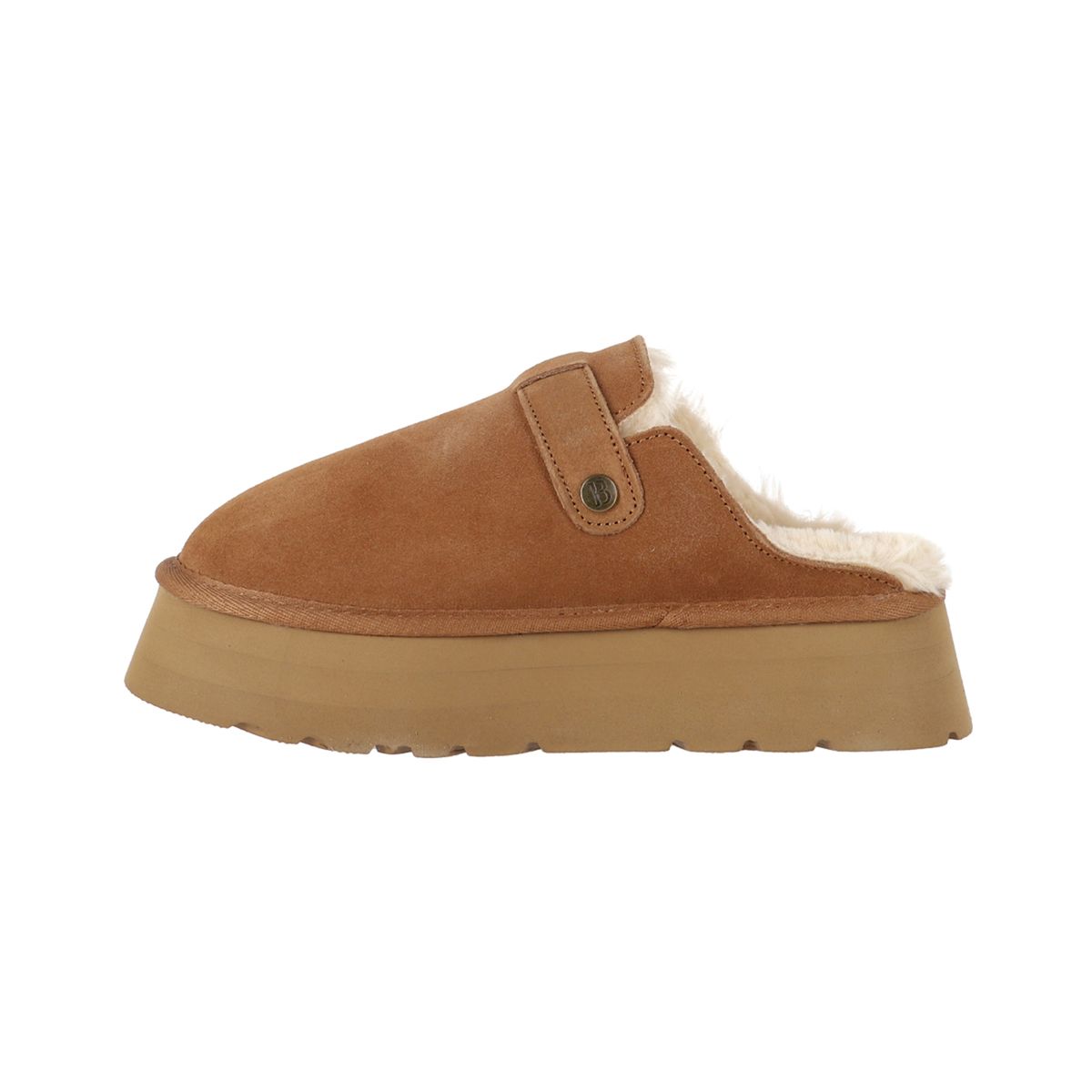 BAMERS - Zuecos Mujer Cuero Ravelo Caramel Plataforma Bamers