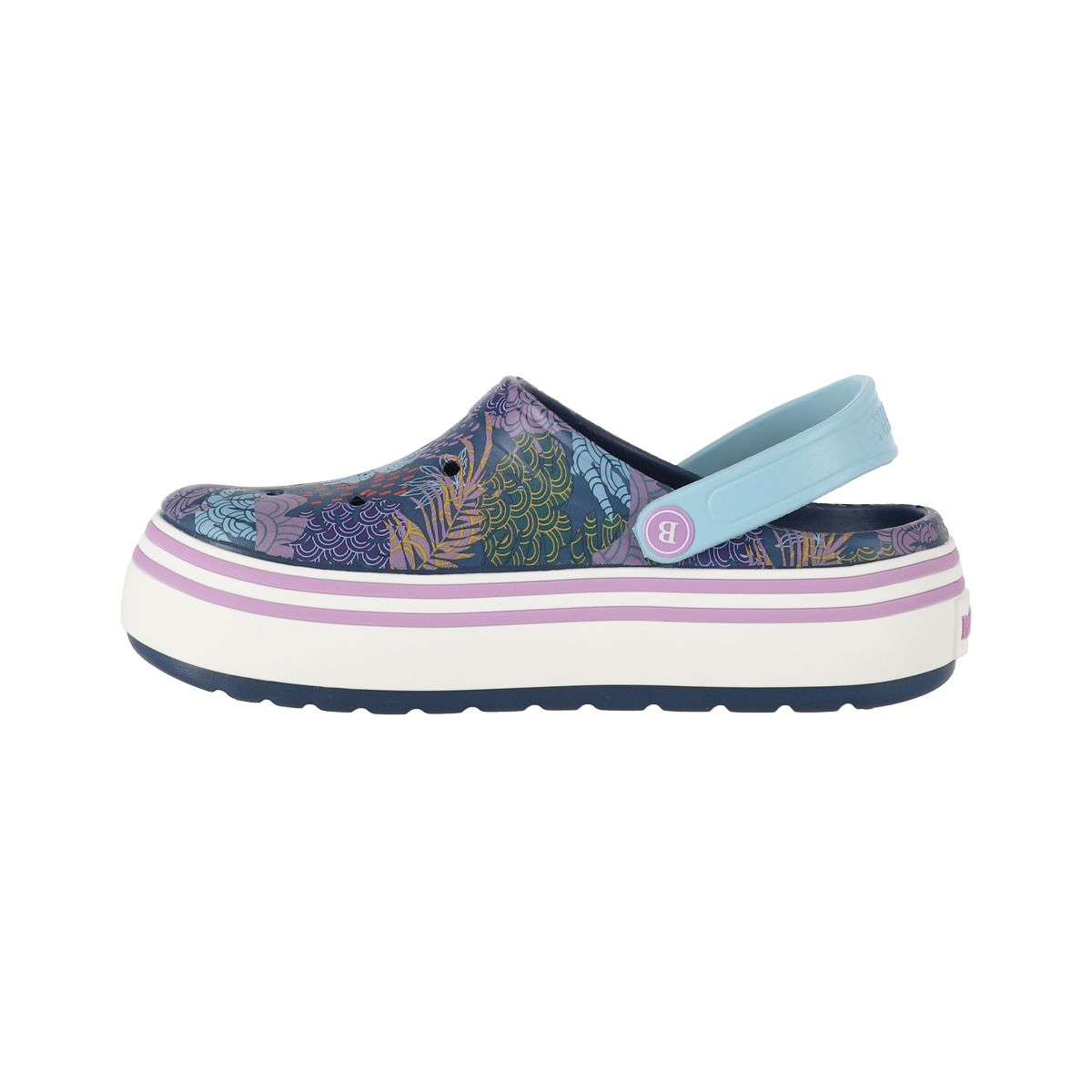 BAMERS - Zuecos Mujer Airline Plataforma Azul Marino Print Bamers