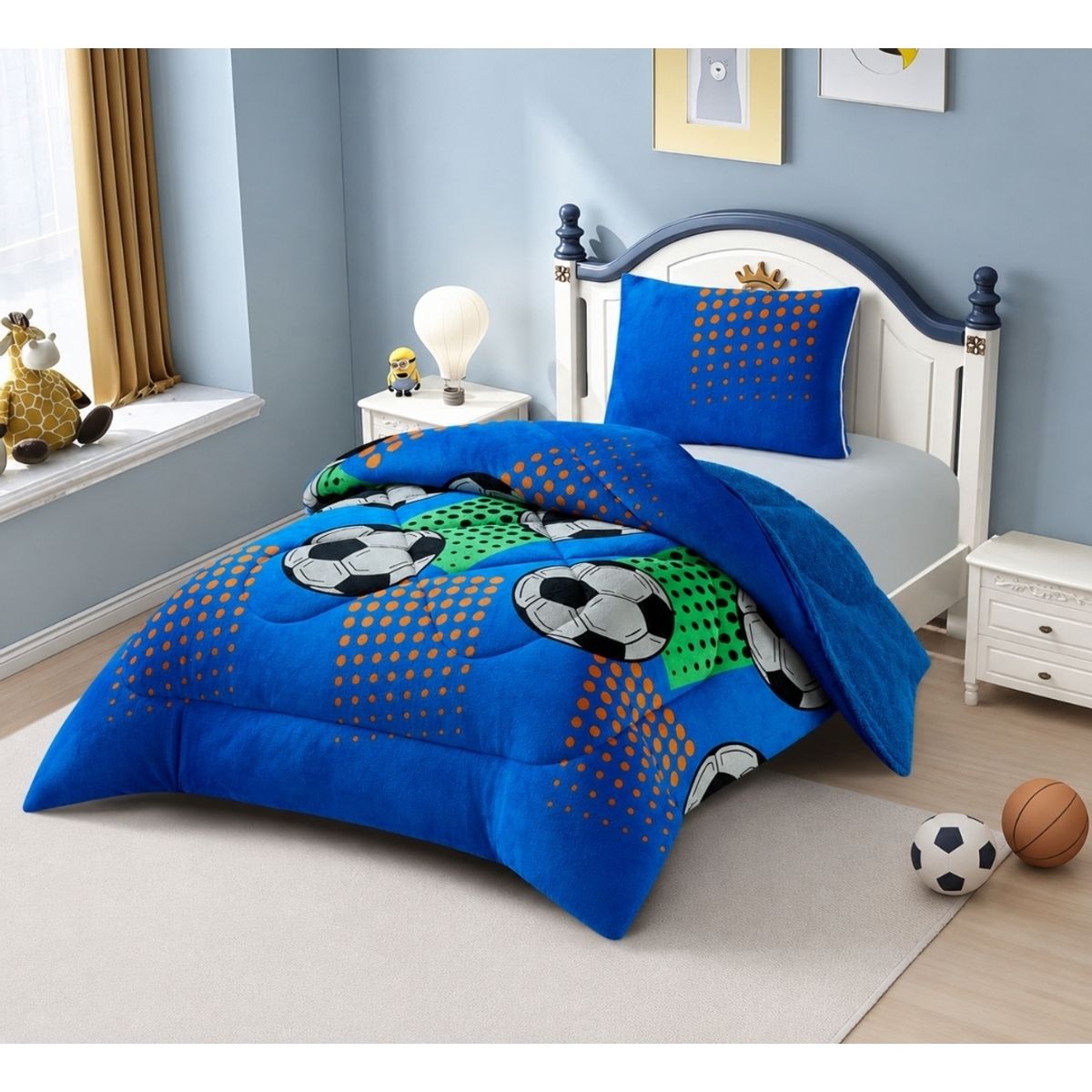 GENERICO - Cubrecama de Invierno Plush con Chiporro 1.5 Plazas Azul TFYH46