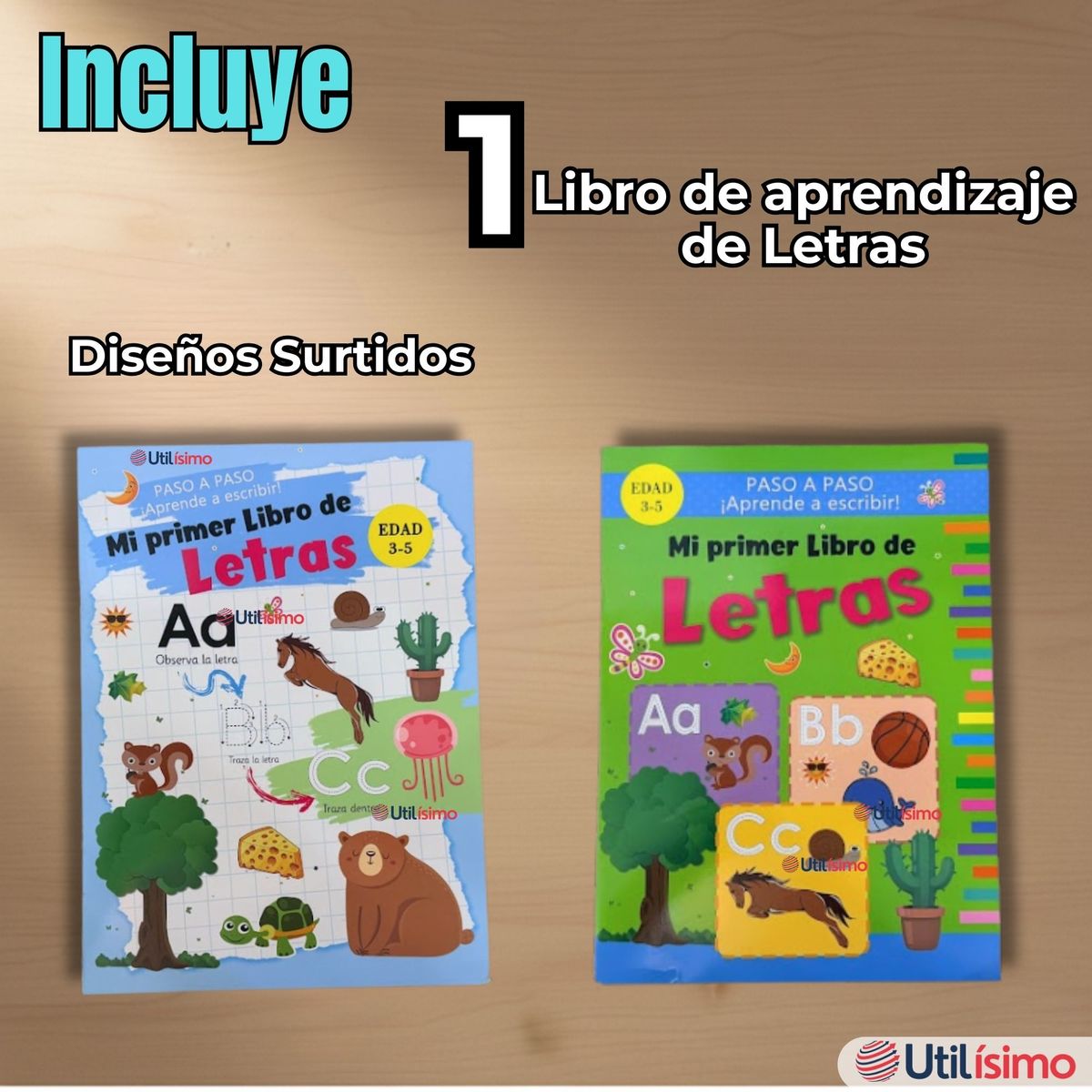 UTILISIMO - Libro De Aprendizaje de Letras Educativo Diseños Surtidos