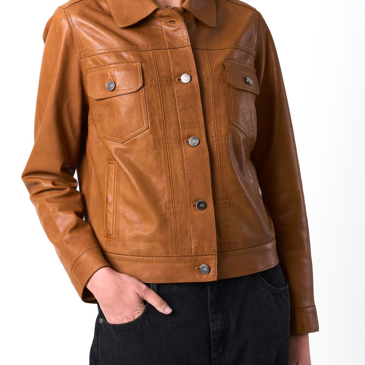 VELEZ - Vélez Chaqueta Kalahari De Cuero Mujer Silueta Trucker Miel