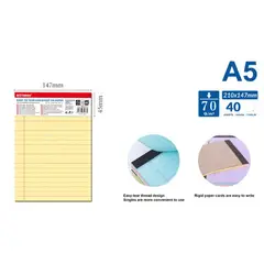 GENERICO - Block De Papel Amarillo Facil De Rasgar 40Hojas A5 21x14cm