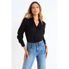 ASH - Blusa Camisera Cuello En V Mujer Negro