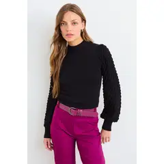 IO - Sweater Liso Mujer Negro