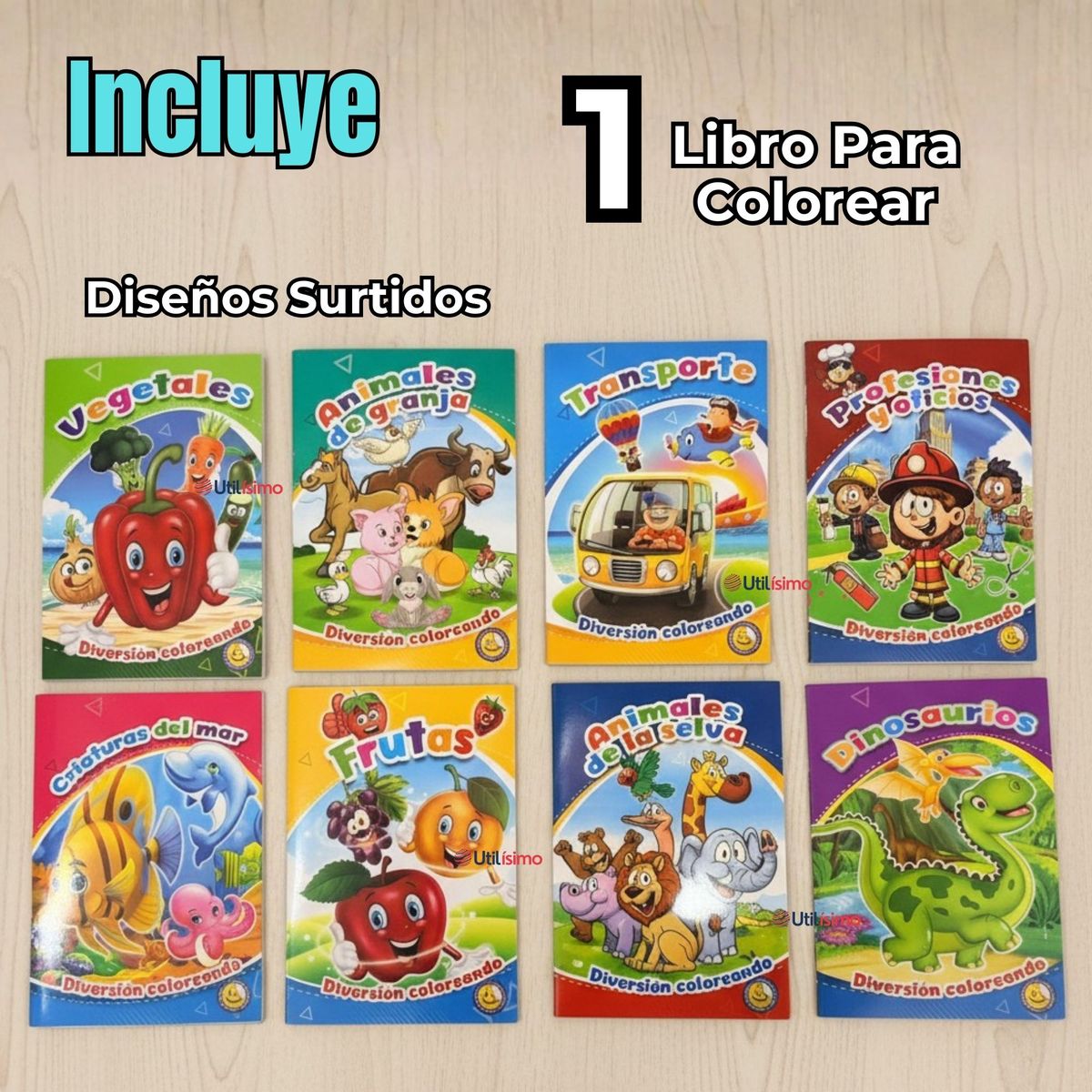 UTILISIMO - Libro Para Colorear Pintar Educativo Con Stickers Diseños Surtidos