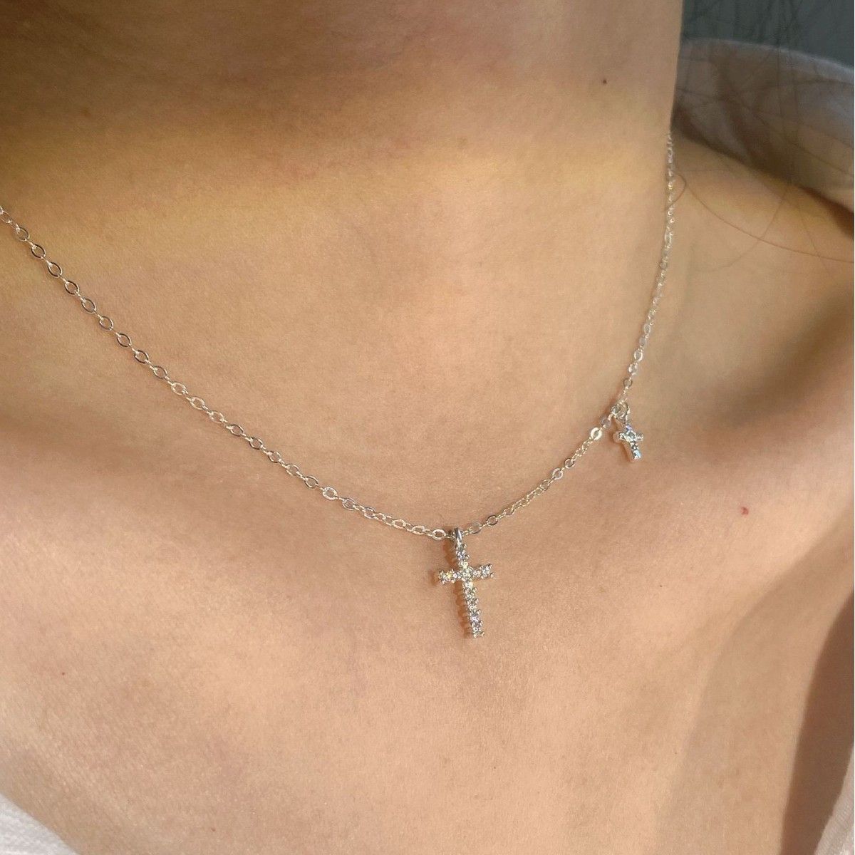 LUX JOYAS - Collar Plata 925 Cruz X2