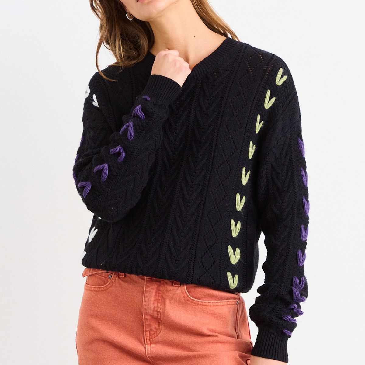 IO - Sweater Liso Mujer Negro Io