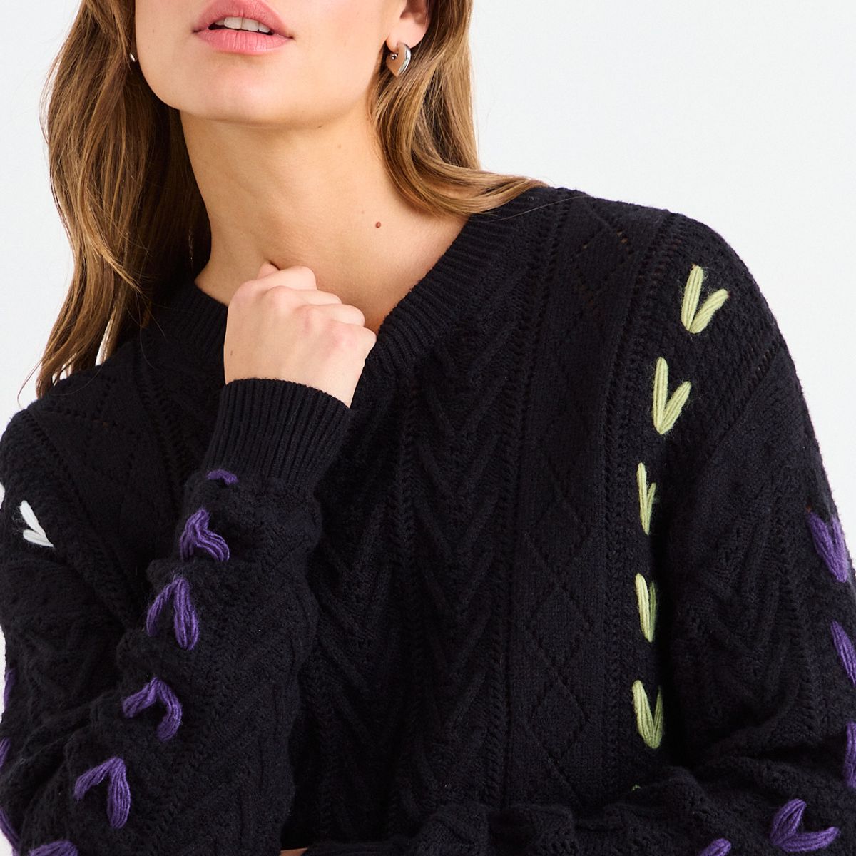 IO - Sweater Liso Mujer Negro Io