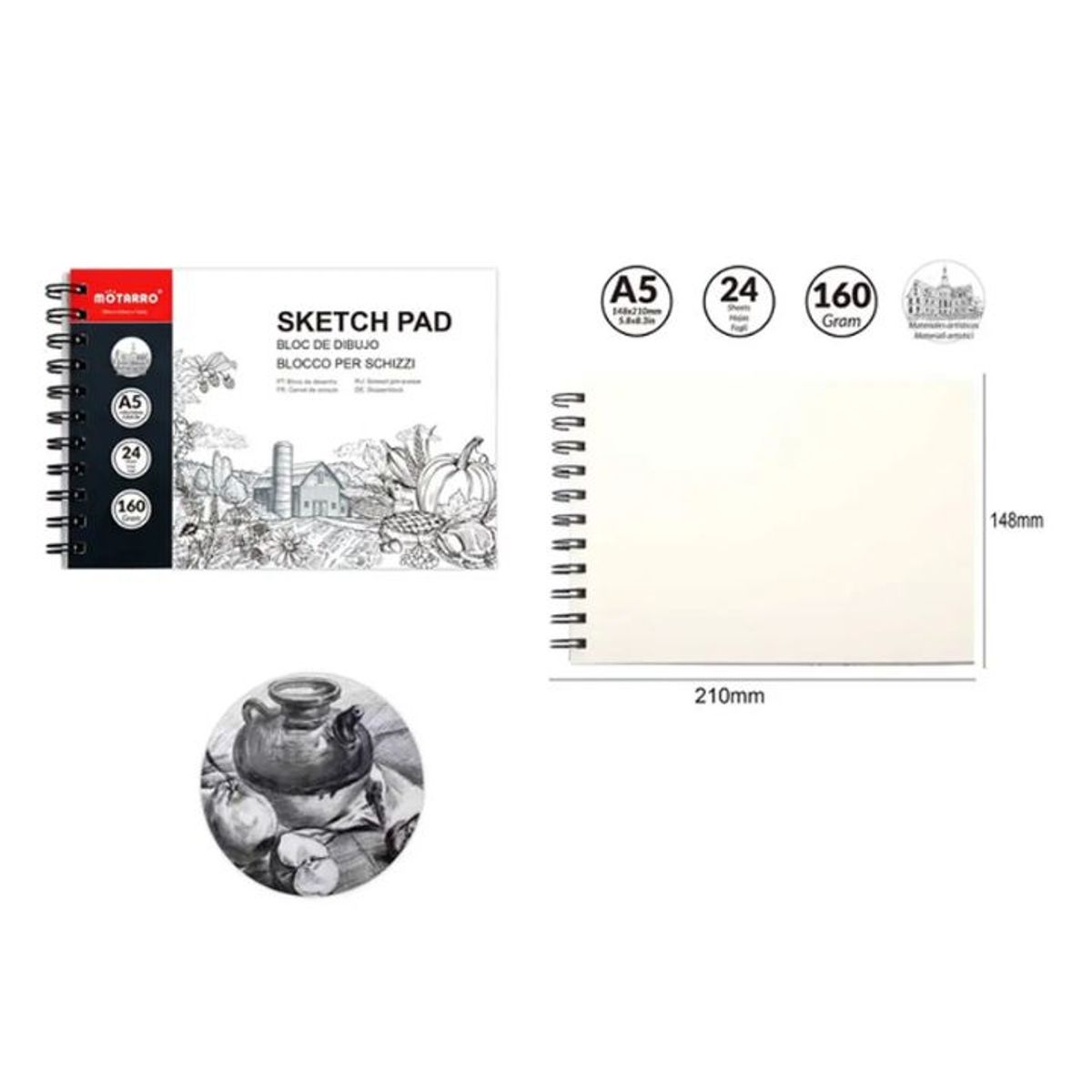 GENERICO - Block de Dibujo A5 24 Hjs 210x148mm