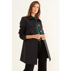 MA GRIFFE - Trench Formal Mujer Negro Magriffe