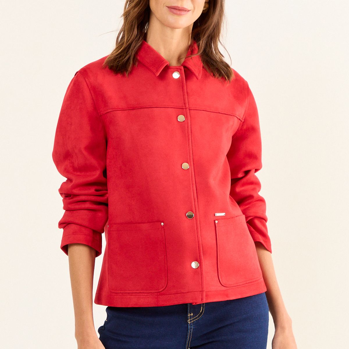 MA GRIFFE - Chaqueta Antelina Mujer Rojo Magriffe