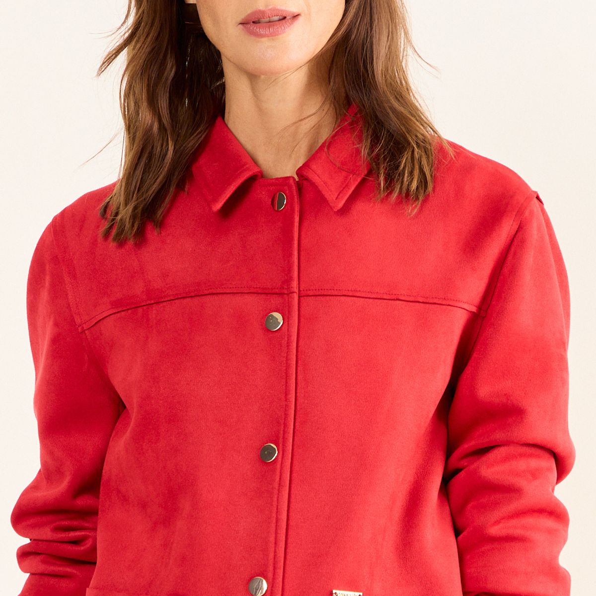 MA GRIFFE - Chaqueta Antelina Mujer Rojo Magriffe