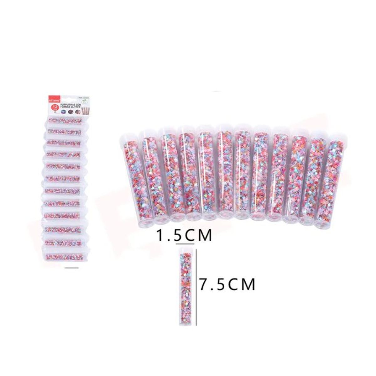 GENERICO - Set lentejuelas estrellas 5g 12pcs 7x1cm