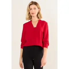 MA GRIFFE - Blusa Cuello Mao Mujer Rojo Magriffe
