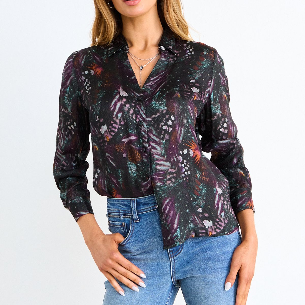 ASH - Blusa Fantasia Manga Larga Mujer Negro Ash