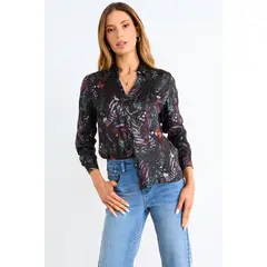 ASH - Blusa Fantasia Manga Larga Mujer Azul