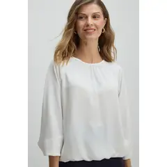 MA GRIFFE - Blusa Cuello Redondo Mujer Crudo Magriffe