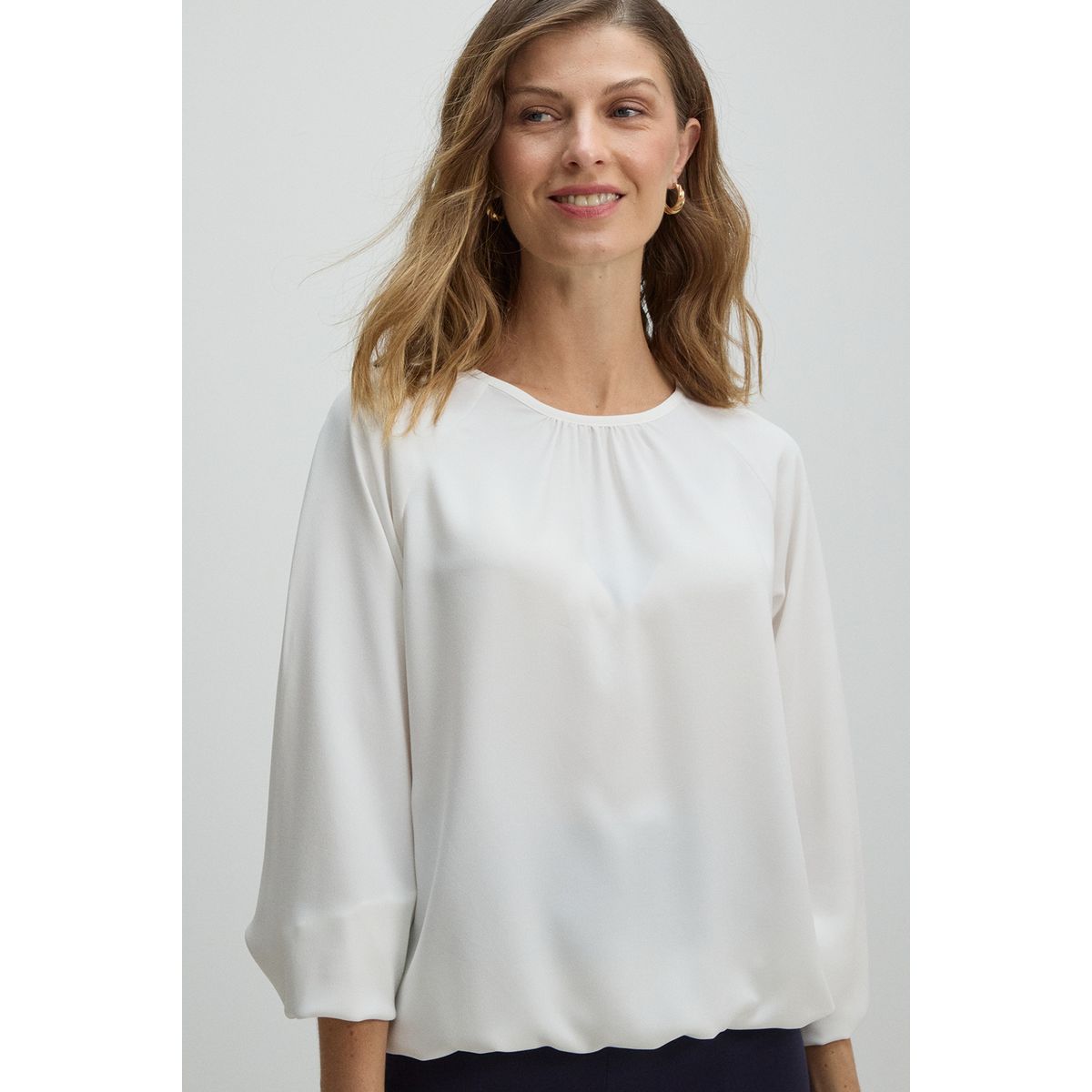 MA GRIFFE - Blusa Cuello Redondo Mujer Crudo Magriffe