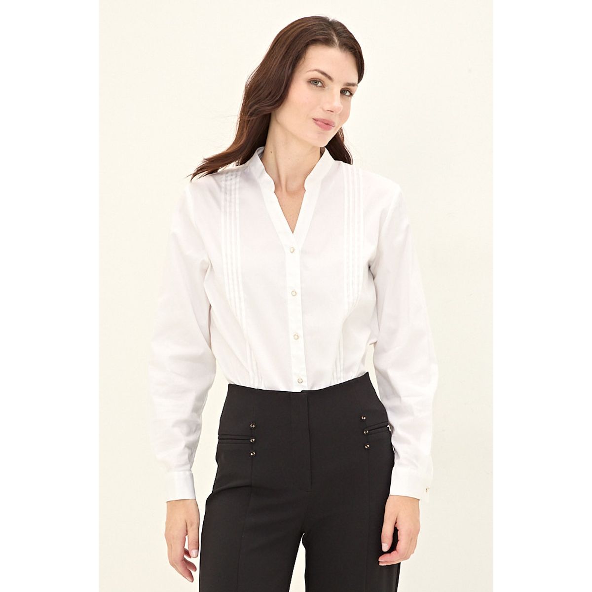 MA GRIFFE - Blusa Popelina Mujer Crudo Magriffe