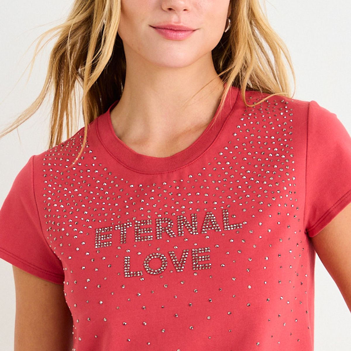 ASH - Polera Manga Corta Con Print  Focalizado Mujer Coral Ash