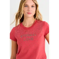 ASH - Polera Manga Corta Con Print Focalizado Mujer Coral
