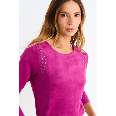 Imagen 2 del producto Polera Suede Manga Larga Mujer Fucsia