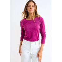 Polera Suede Manga Larga Mujer Fucsia