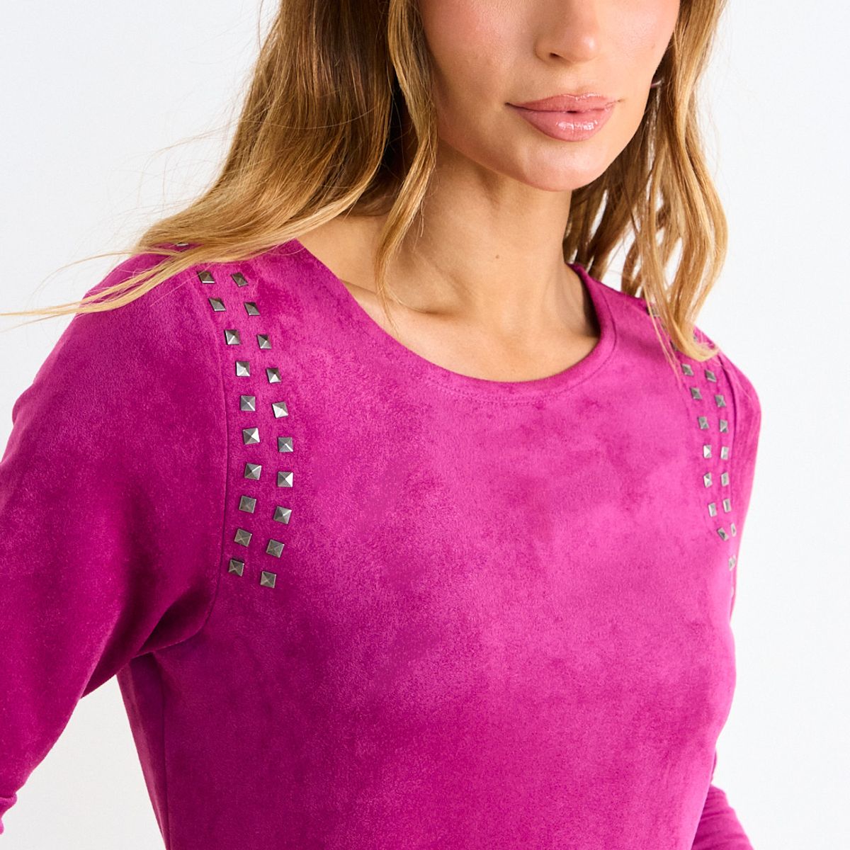 ASH - Polera Suede Manga Larga Mujer Fucsia Ash