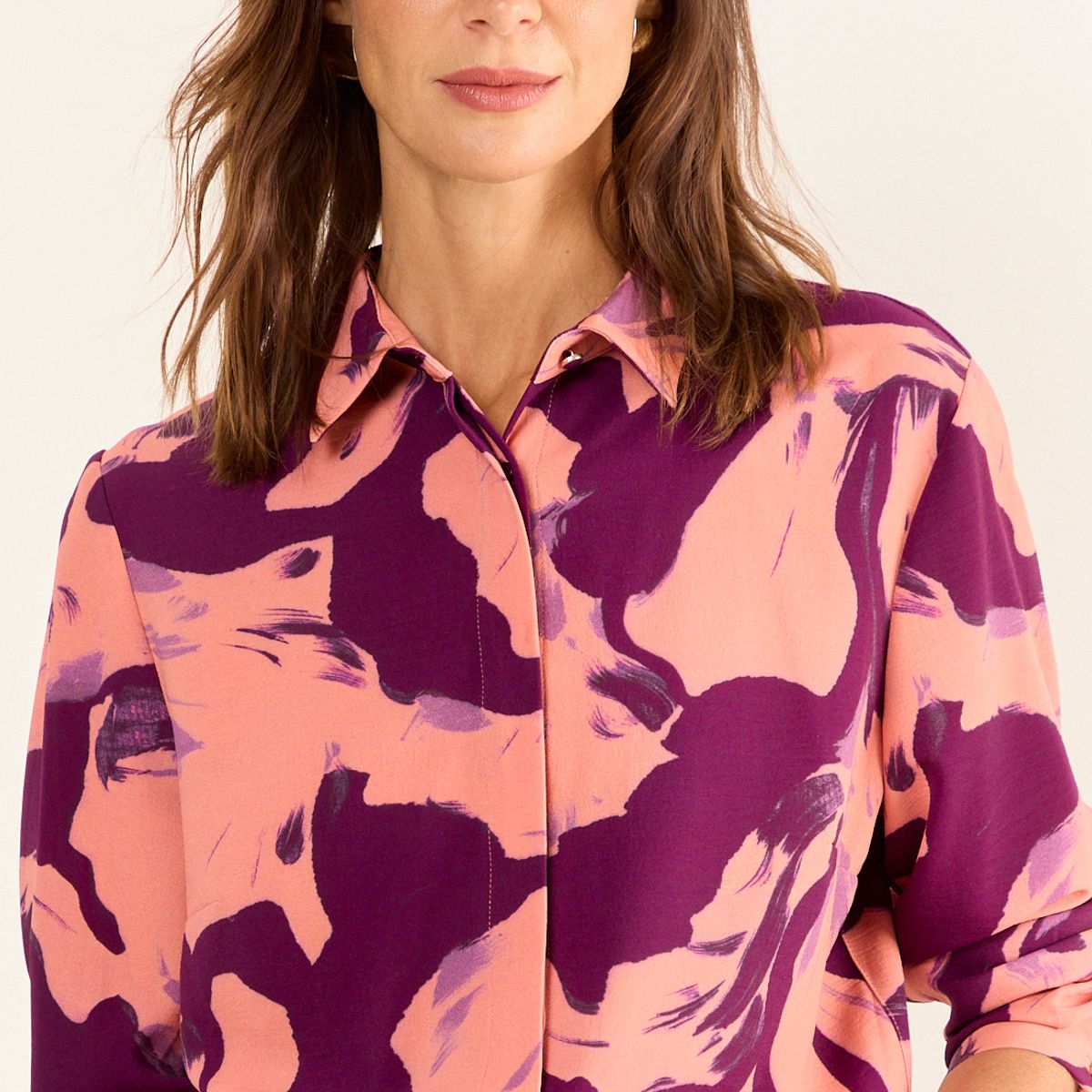 MA GRIFFE - Blusa Camisera Estampada Mujer Morado Magriffe