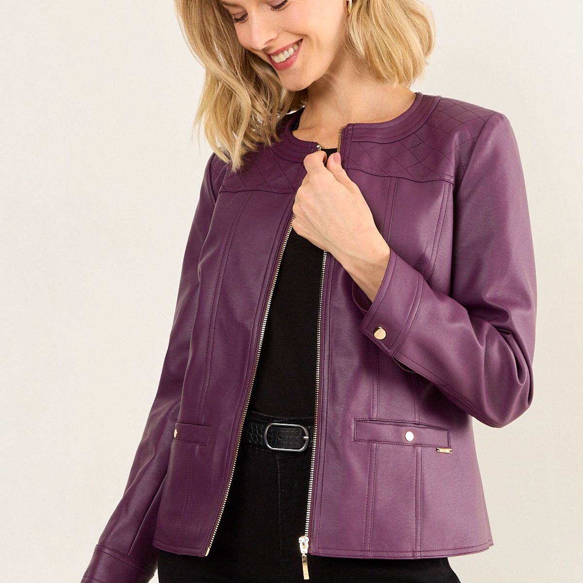 MA GRIFFE - Chaqueta Pu Mujer Morado Magriffe