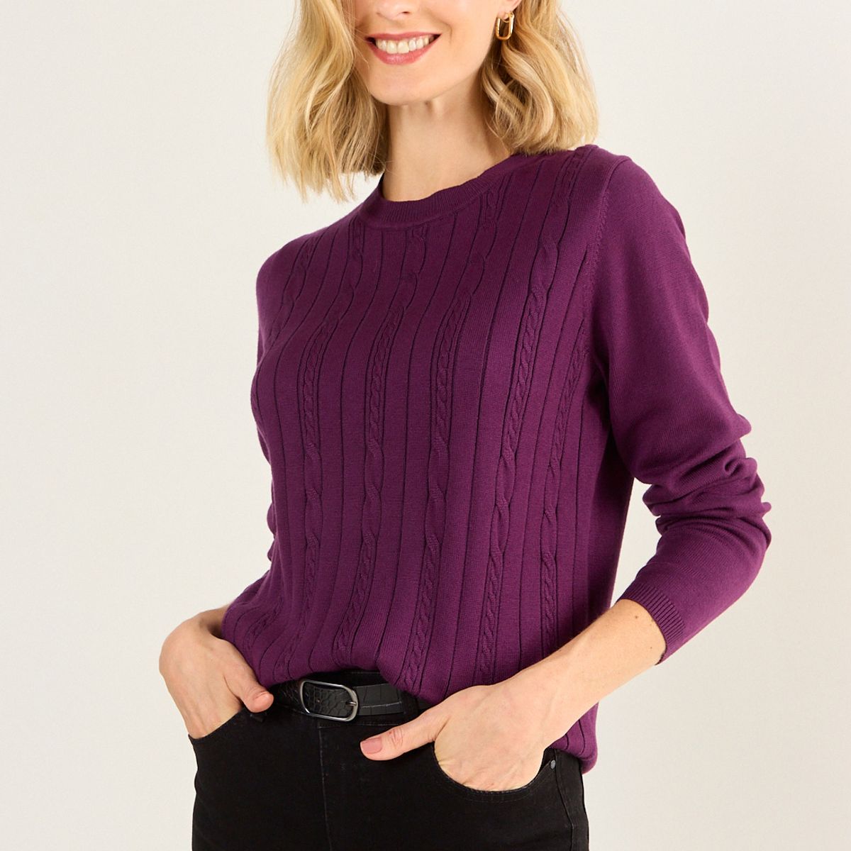 MA GRIFFE - Tejido Escote Redondo Mujer Morado Magriffe