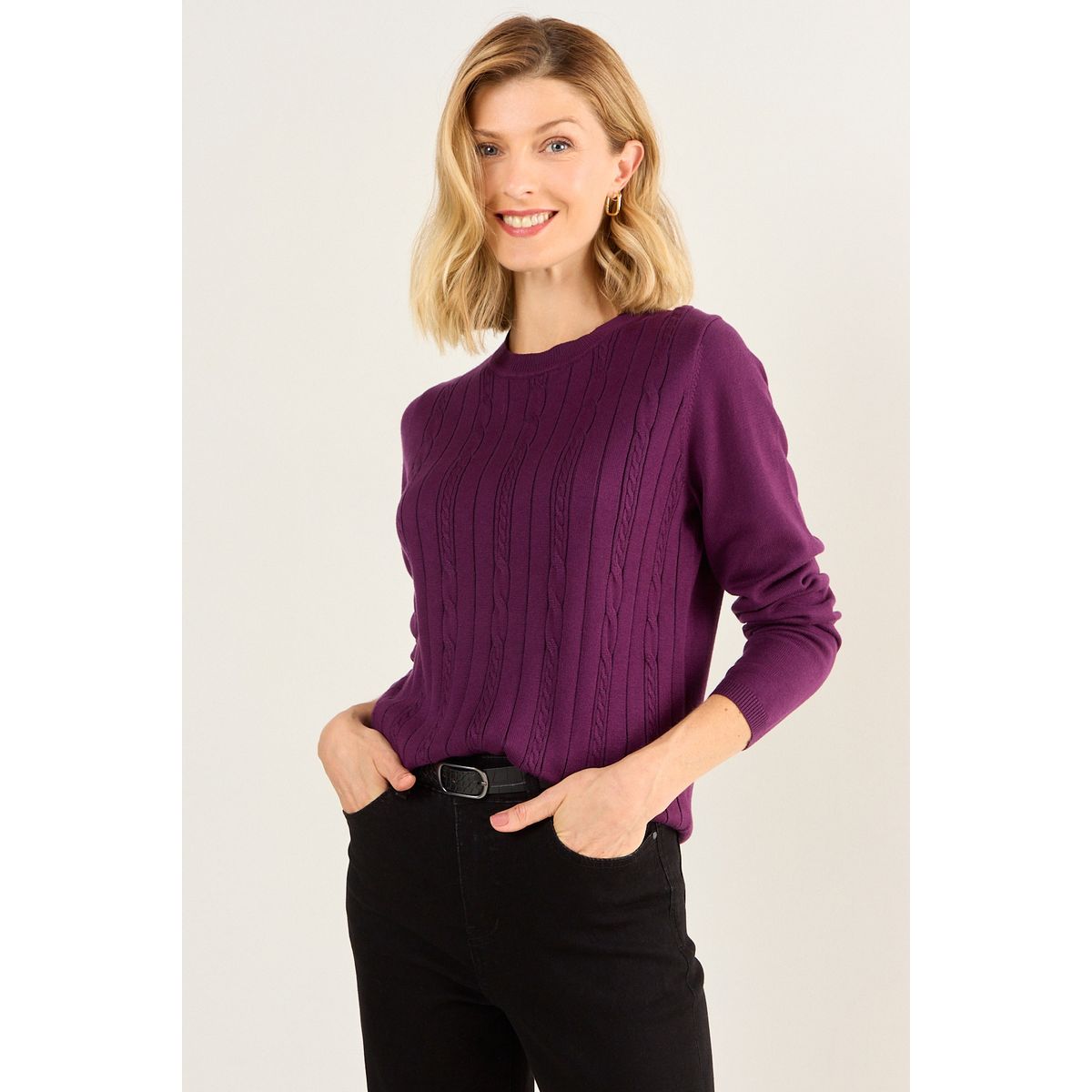 MA GRIFFE - Tejido Escote Redondo Mujer Morado Magriffe